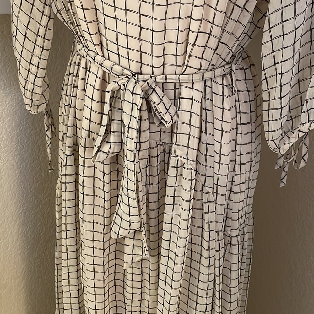 Melloday beige black plaid layered dress size S new with tag - Picture 3 of 16